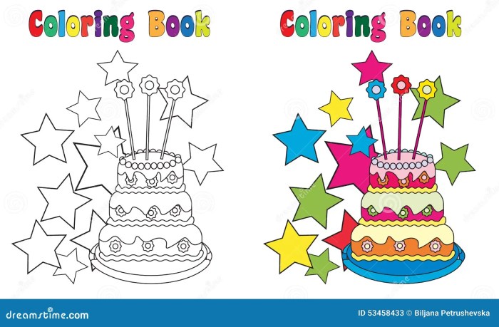 Coloring book birthday cake